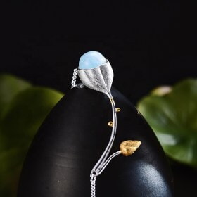 Woman-Elegant-Lotus-Buds-natural-gemstone-necklace (7)